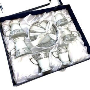 JOSEPH SEDGH Fine Porcelain Set 6 Tea Espresso cups & Saucers Tableware NWOT